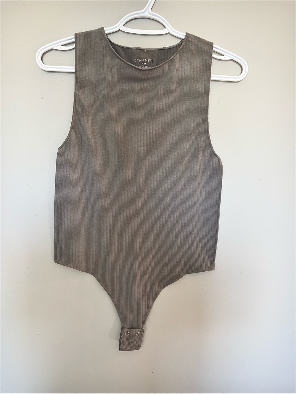 🩶Dynamite Ribbed Snap-Bottom Bodysuit in Grey